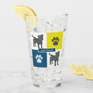 Jack Russell Terrier Silhouette Hund & Tass Y&B Gr Glaskopp