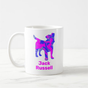 Jack Russell Terrier Silhouette Rosa & Blue Kaffemugg