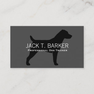 Jack Russell Terrier Siluett Svart på Grå Visitkort