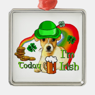 Jack Russell Terrier St Patricks Dag är en irländs Julgransprydnad Metall