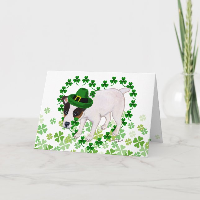 Jack Russell Terrier St. Patrick's Day Card Kort (Framsida)