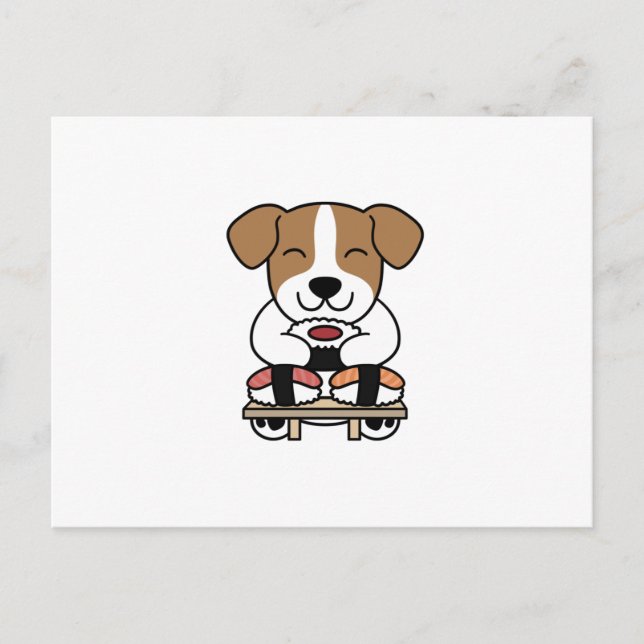 Jack Russell Terrier Sushi Älskare Vykort (Framsida)