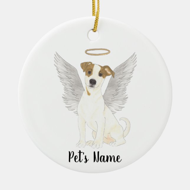 Jack Russell Terrier Sympathy Memorial Julgransprydnad Keramik (Framsidan)