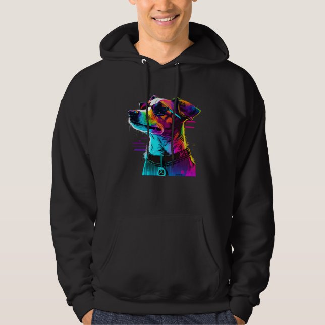 Jack Russell Terrier Synthwave  1 Hoodie (Framsida)