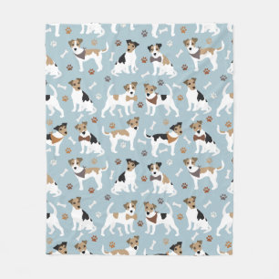 Jack Russell Terrier Tassar och Bones Fleecefilt