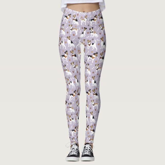 Jack Russell Terrier Tassar och Bones Leggings (Framsida)