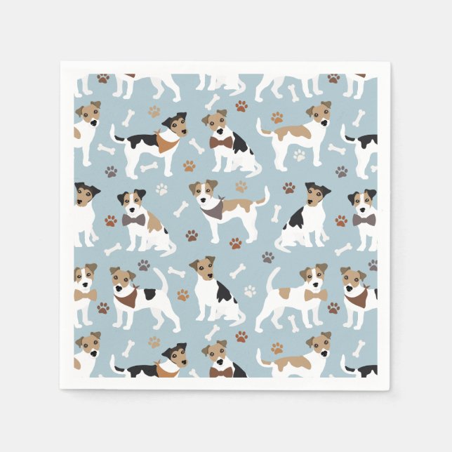 Jack Russell Terrier Tassar och Bones Napkins Pappersservett (Framsidan)