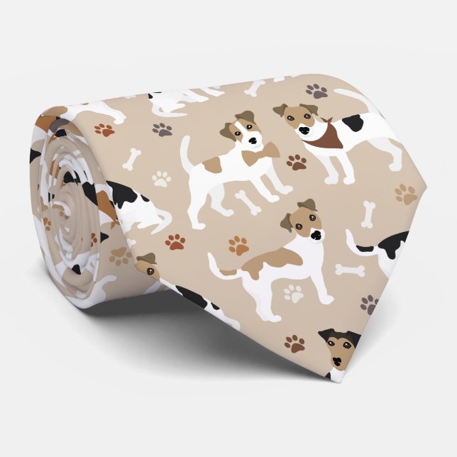 Jack Russell Terrier Tassar och Bones Neck Tie Slips (Rullad)