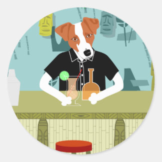 Jack Russell Terrier Tiki Pub Runt Klistermärke
