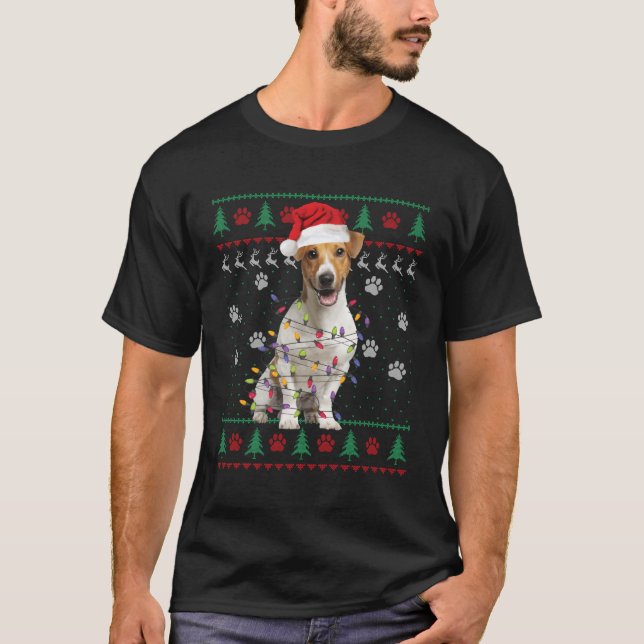 Jack Russell Terrier Ugly jul Sweater Puppy T Shirt (Framsida)