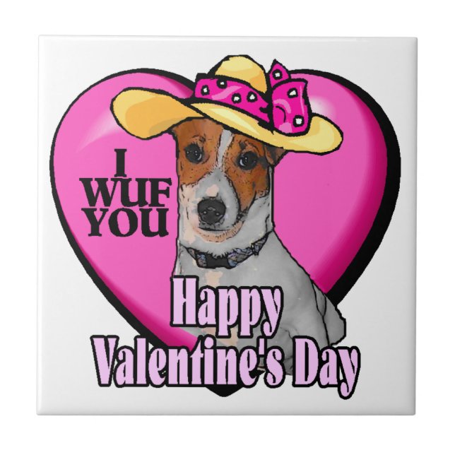 Jack Russell Terrier Valentine Day Kakelplatta (Framsidan)