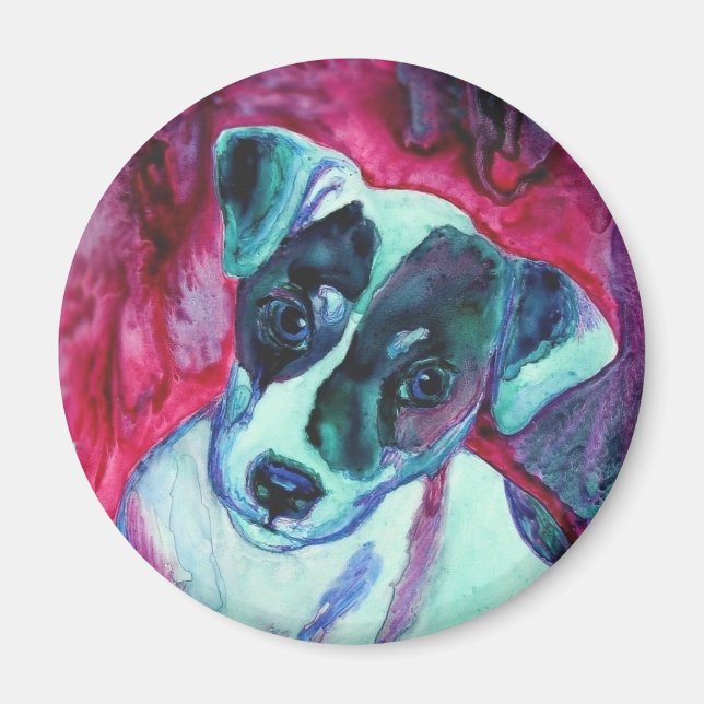 Jack Russell Terrier Valp Round Magnet - Julep (Framsidan)