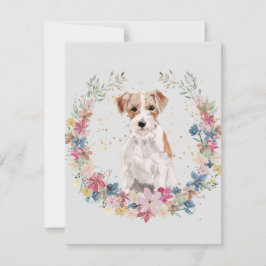 Jack Russell Terrier Vår blommor Monogram Anteckningskort