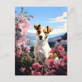 Jack Russell Terrier's Blommigt Haven Vykort