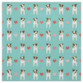 Jack Russell Terriers hjärtan Light teal i färg Tyg