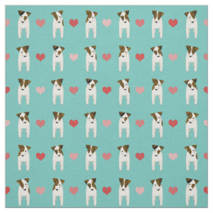 Jack Russell Terriers hjärtan Light teal i färg Tyg