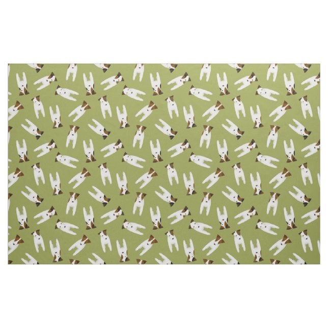 Jack Russell Terriers mönster oliver eller färg Tyg (Fat Quarter)
