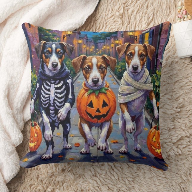 Jack Russell Trick-or-Treating Halloween Costumes Kudde (Filt)