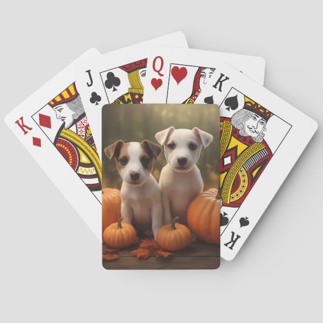 Jack Russell Valp Höstglädje Pumpa  Casinokort (Baksidan)