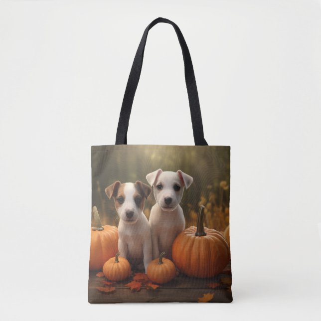 Jack Russell Valp Höstglädje Pumpa  Tygkasse (Framsida)
