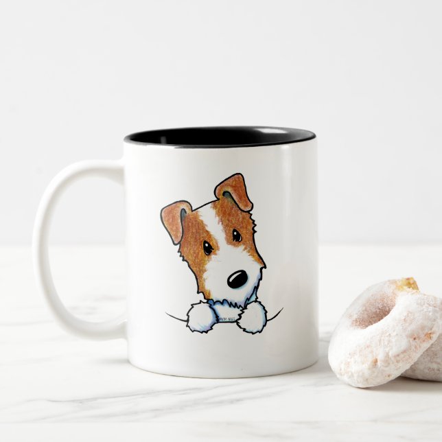 Jack Russell Valp Två-Tonad Mugg (Med munk)