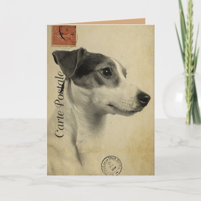 Jack Russell Vintage Postcard Tack Kort (Framsida)
