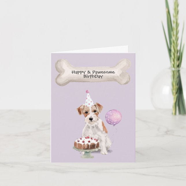 Jack Russell Wire Hearing Birthday Helgkort (Framsida)