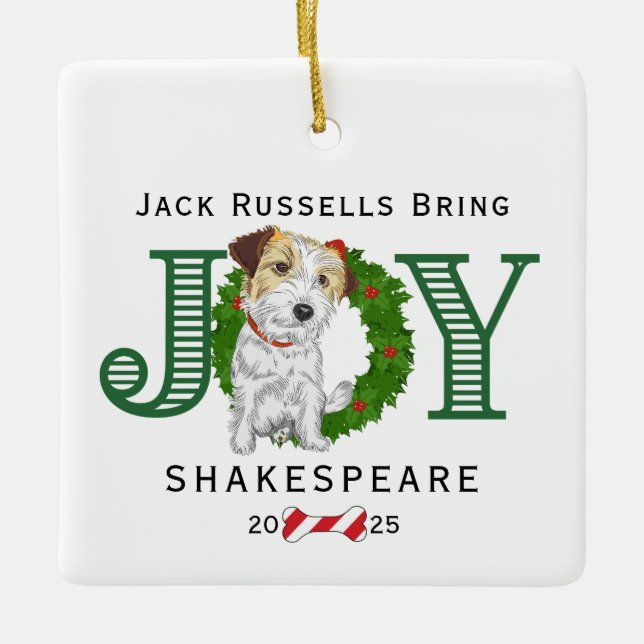 Jack Russells Hämta Joy Julgransprydnad Keramik (Framsida)