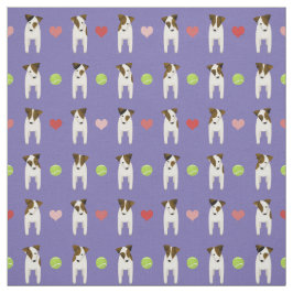 Jack Russells hjärtan tennis bollar periwinkle Tyg