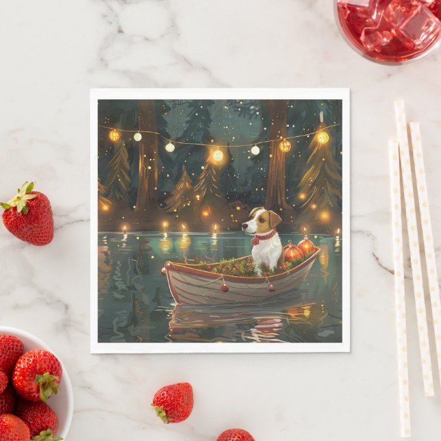 Jack Russells julfirande resa Pappersservett (Insitu)