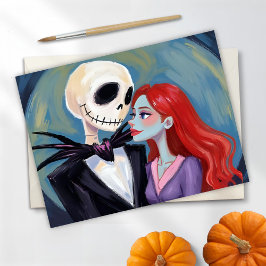 Jack & Sally Halloween-målning Julkort