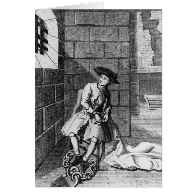 Jack Shepperd i det Newgate fängelset, 1724 Hälsningskort (Framsidan)