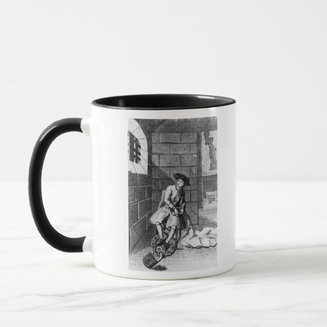 Jack Shepperd i det Newgate fängelset, 1724 Mugg (Vänster)