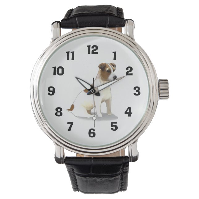Jack Terrier Hund Sitta Armbandsur (Framsida)