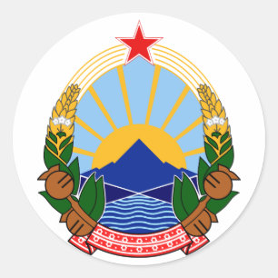 Jacka arm Makedoniens Officiell Heraldry Symbol Runt Klistermärke