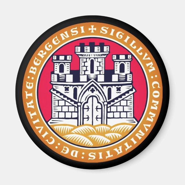 Jacka av Arm av Bergen, Norge Magnet (Framsidan)