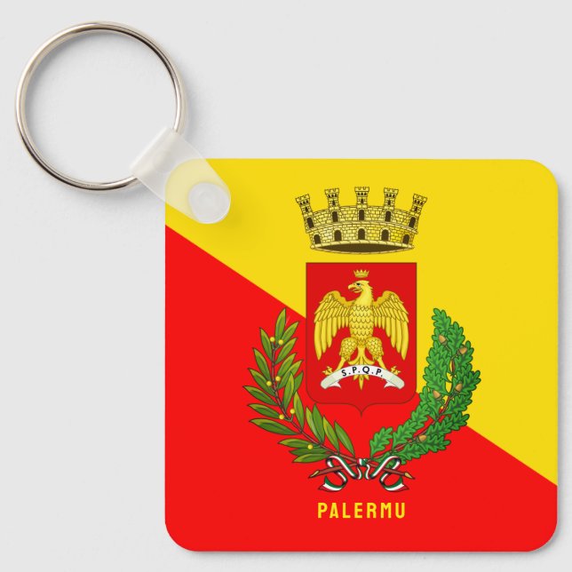 Jacka av arm/ flagga Palermo (stad), Sicilien Nyckelring (Framsida)