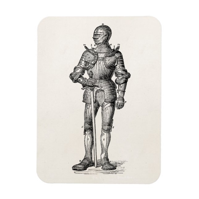 Jacka av Arm Knight Shining Armor Sword Medieval Magnet (Vertikal)