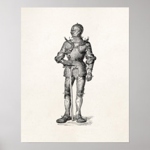 Jacka av Arm Knight Shining Armor Sword Medieval Poster