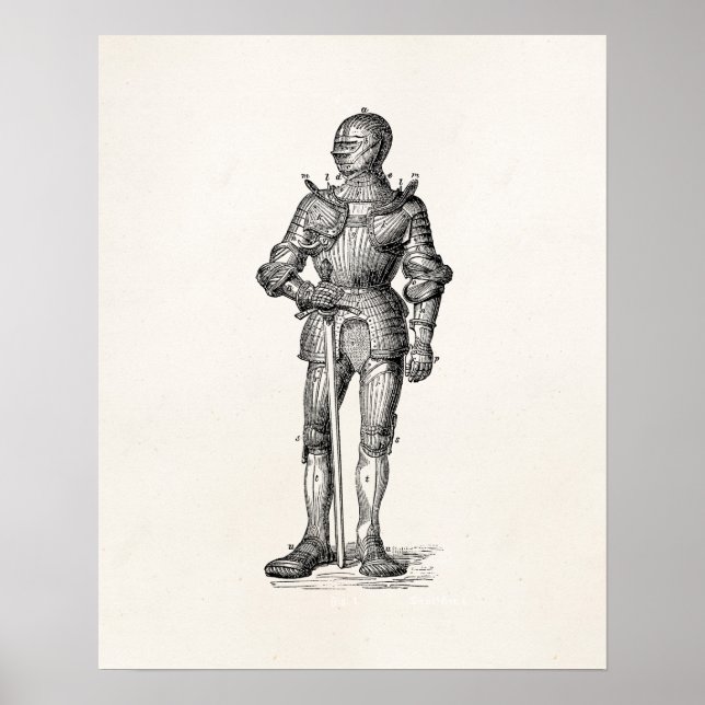 Jacka av Arm Knight Shining Armor Sword Medieval Poster (Framsidan)