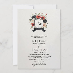 Jacka av Arm med Red and White Anemones Bröllop Inbjudningar