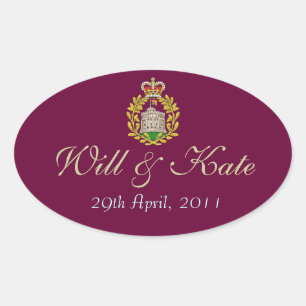 Jacka av Arm Will & Kate Sticker (Burgundy) Ovalt Klistermärke