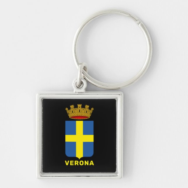 Jacka av Armen Verona, Italien Fyrkantig Silverfärgad Nyckelring (Framsidan)