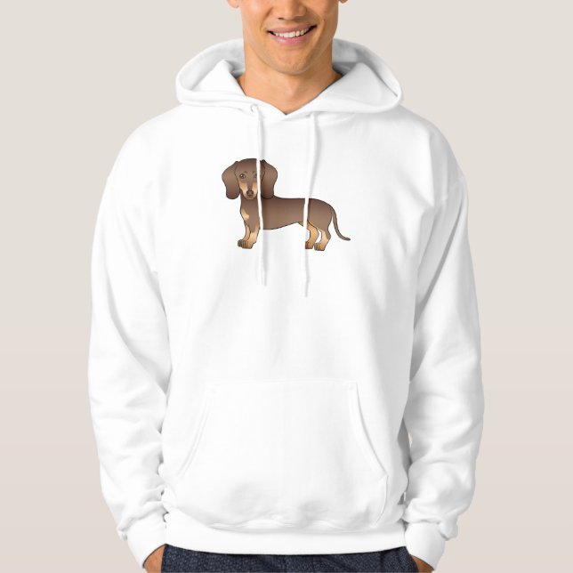 Jacka Dachshund Hund Teckning Hoodie (Framsida)