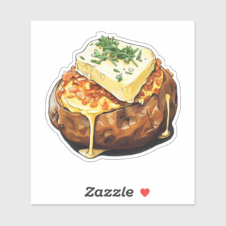 jacka-potatis täckt med smör klistermärken