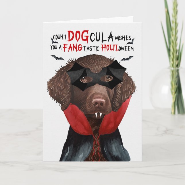 Jacka Retriever Funny Count DOGcula Halloween Helgkort (Framsida)