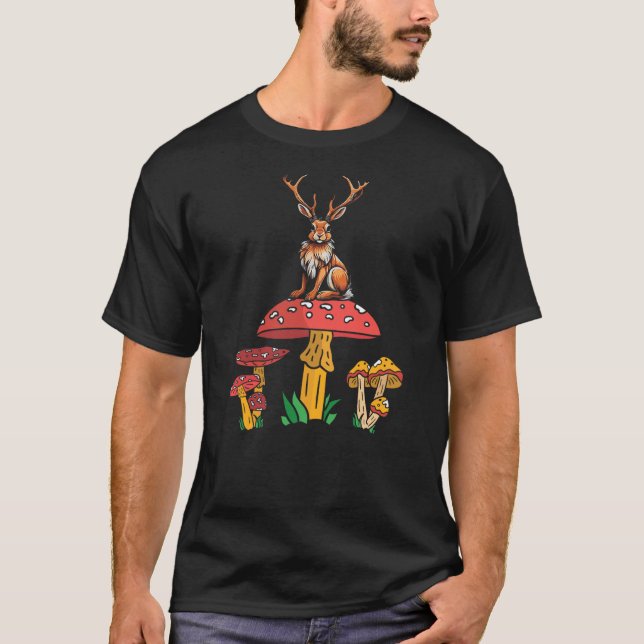 Jackalope Animal Mushroom Jackalope T Shirt (Framsida)
