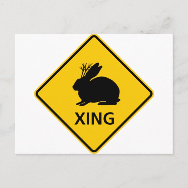 Jackalope Crossing Highway Sign Vykort (Framsida)