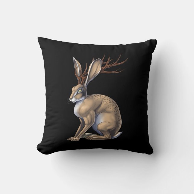 Jackalope Cryptid Animal Kudde (Framsida)