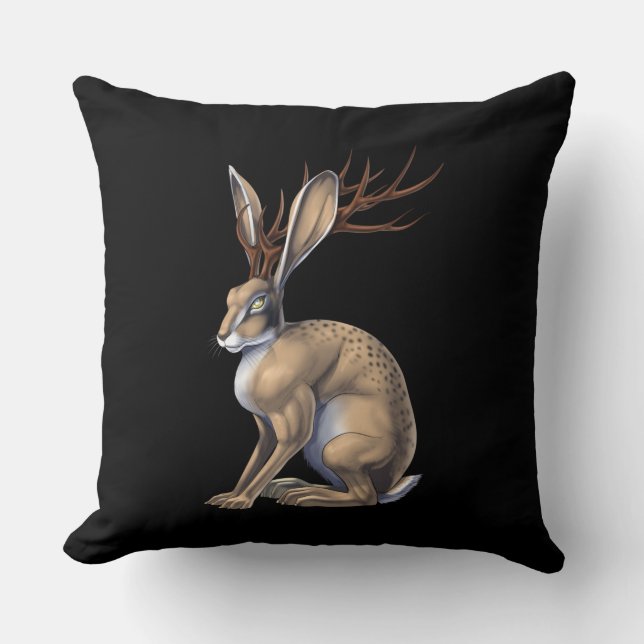 Jackalope Cryptid Animal Kudde (Framsida)